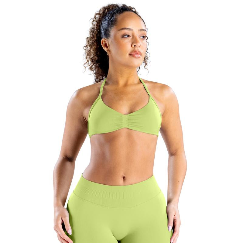 DEEFY Impact Strappy Bra Fitness Gymwear Halter Sportstop Open Back Padded Gym Workout Sportswear Women Seamless Tank Activewear Tops Low Impact Bra Gym