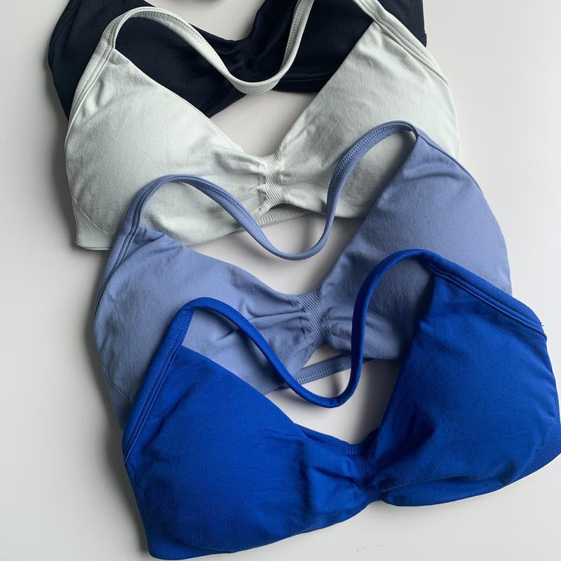 DEEFY Impact Strappy Bra Fitness Gymwear Halter Sportstop Open Back Padded Gym Workout Sportswear Women Seamless Tank Activewear Tops Low Impact Bra Gym