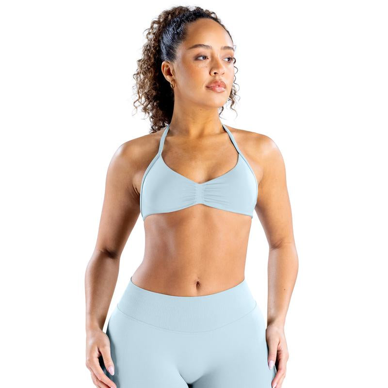 DEEFY Impact Strappy Bra Fitness Gymwear Halter Sportstop Open Back Padded Gym Workout Sportswear Women Seamless Tank Activewear Tops Low Impact Bra Gym