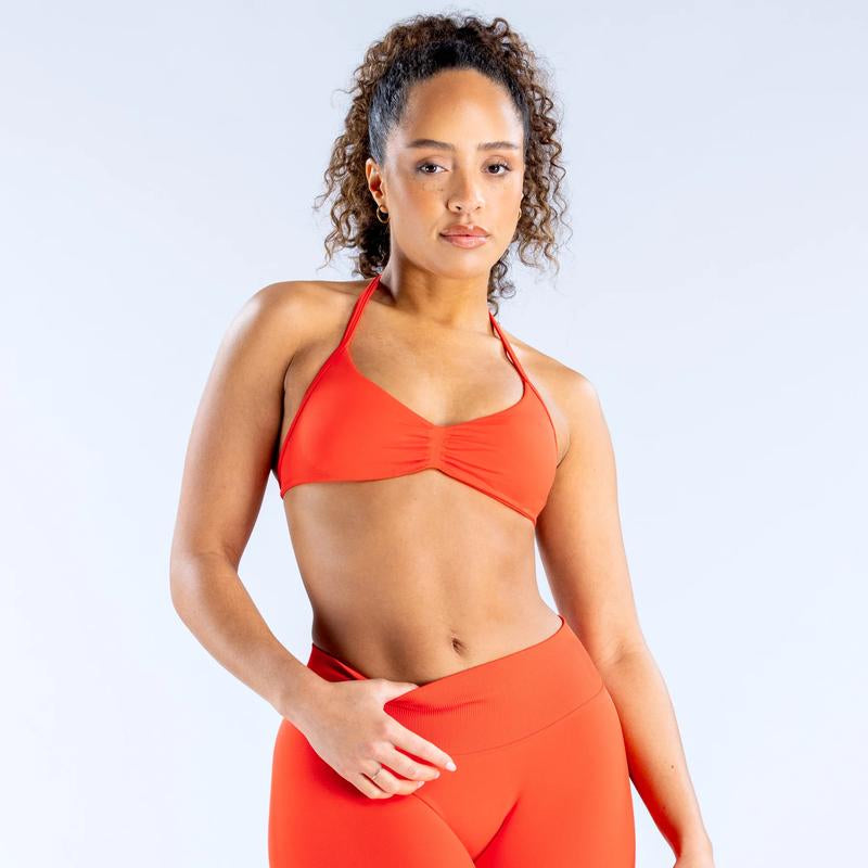 DEEFY Impact Strappy Bra Fitness Gymwear Halter Sportstop Open Back Padded Gym Workout Sportswear Women Seamless Tank Activewear Tops Low Impact Bra Gym