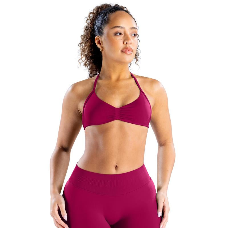 DEEFY Impact Strappy Bra Fitness Gymwear Halter Sportstop Open Back Padded Gym Workout Sportswear Women Seamless Tank Activewear Tops Low Impact Bra Gym