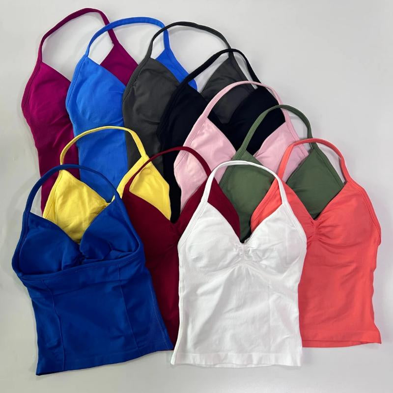 Sport Braspacks 2Pcs Gym Set Women Backless Tank Tops High Waist Scrunch Seamless Shorts Fitness Clothes Activewear Workout Sets Summer Sportswear