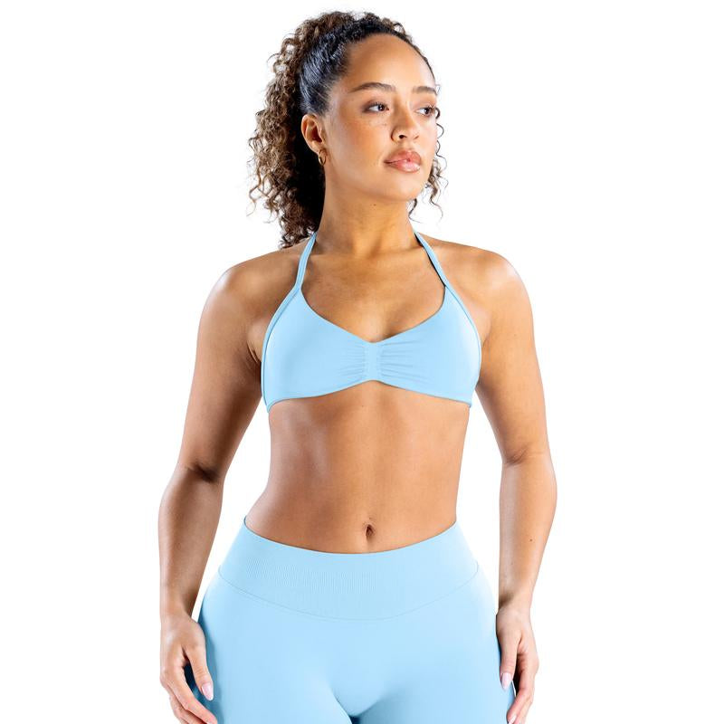 DEEFY Impact Strappy Bra Fitness Gymwear Halter Sportstop Open Back Padded Gym Workout Sportswear Women Seamless Tank Activewear Tops Low Impact Bra Gym