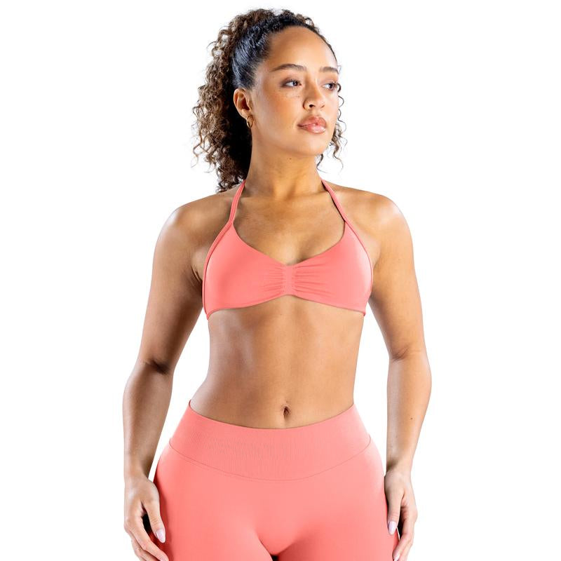 DEEFY Impact Strappy Bra Fitness Gymwear Halter Sportstop Open Back Padded Gym Workout Sportswear Women Seamless Tank Activewear Tops Low Impact Bra Gym