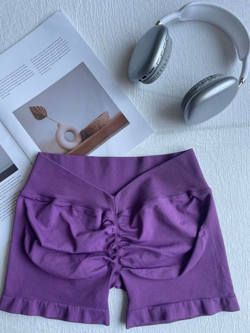 TRYTO LJ V-Back Scrunch Shorts Sports Yoga Women Workout Fitness Sportswear Activewear Gym Outdoor Running Short