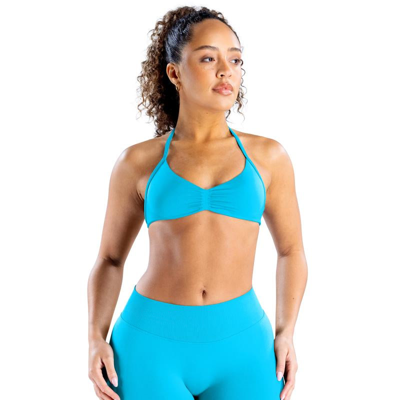 DEEFY Impact Strappy Bra Fitness Gymwear Halter Sportstop Open Back Padded Gym Workout Sportswear Women Seamless Tank Activewear Tops Low Impact Bra Gym