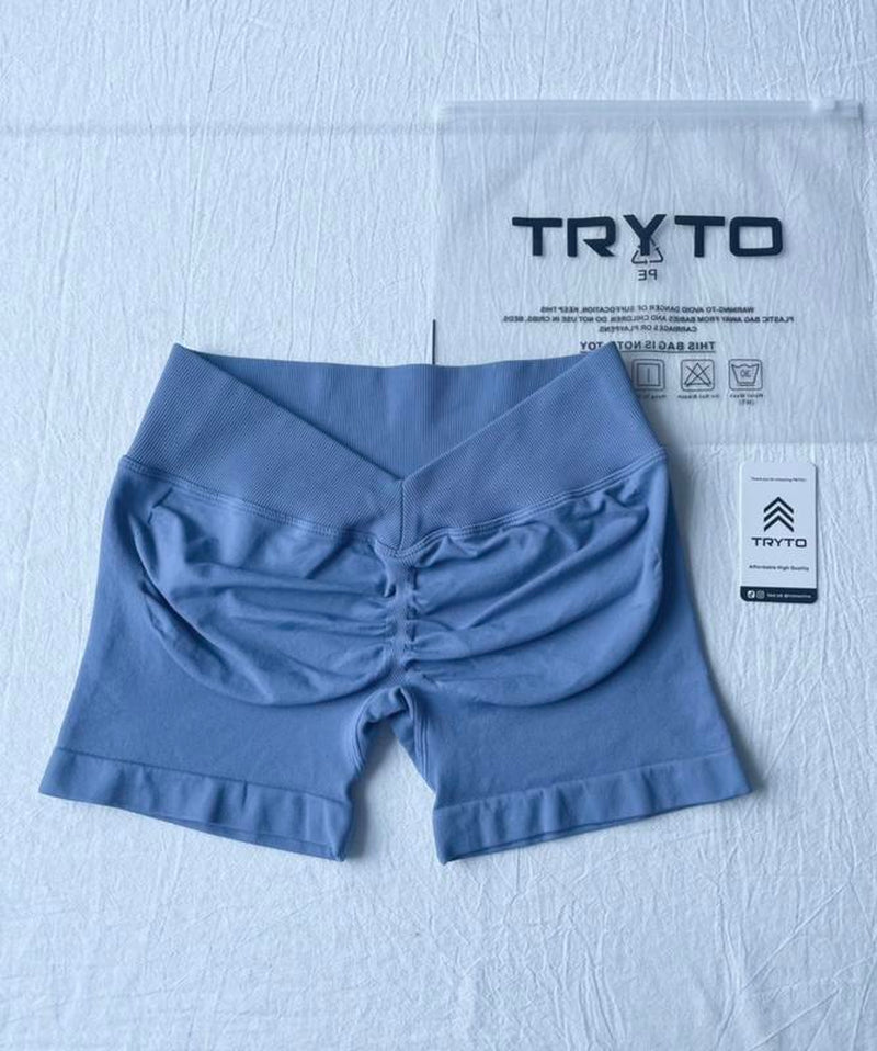 TRYTO LJ V-Back Scrunch Shorts Sports Yoga Women Workout Fitness Sportswear Activewear Gym Outdoor Running Short